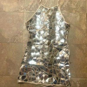 Mirror silver mini dress sz medium new never worn